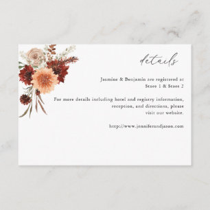 Rustieke Aarde & Champagne Bloemen Details Informatiekaartje
