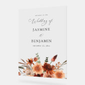 Rustieke Aarde & Champagne Bloemen Huwelijk Welkom Acryl Bord (Hoek)