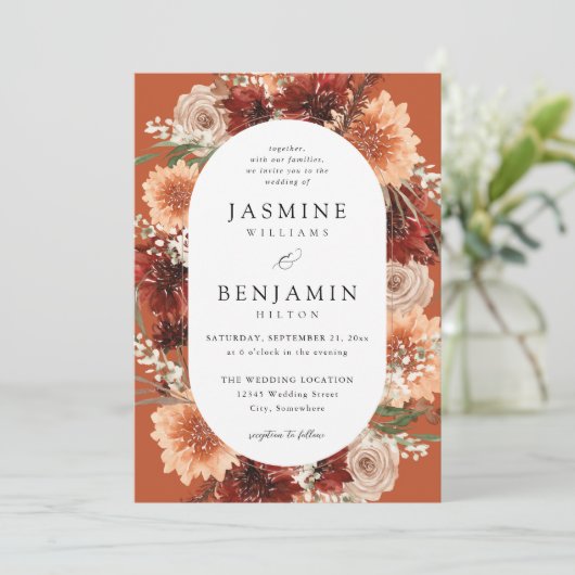 Rustieke Aarde & Champagne Bloemen Trouwdoos Kaart (Staand voorkant)