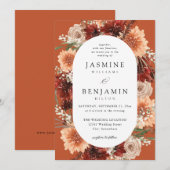 Rustieke Aarde & Champagne Bloemen Trouwdoos Kaart (Voorkant / Achterkant)