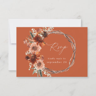 Rustieke Aarde & Champagne Bloemen w Maaltijd -TC2 RSVP Kaartje