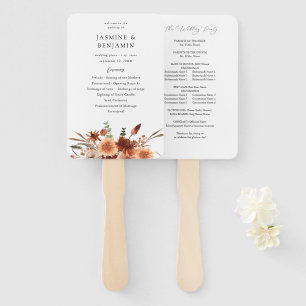 Rustieke Aarde & Champagne Florals Trouwprogramma Handwaaier