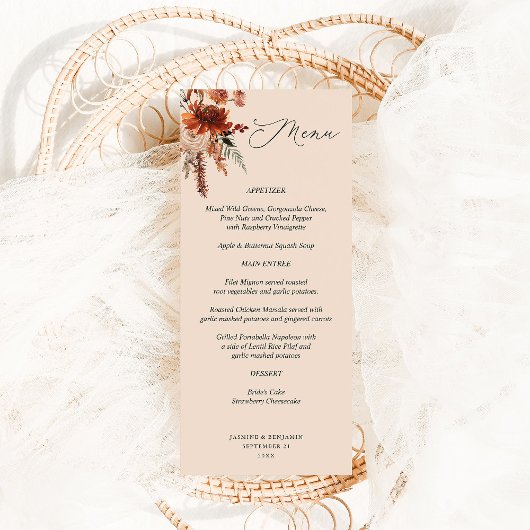 Rustieke aarde & champagnebloemen - Beige Menu