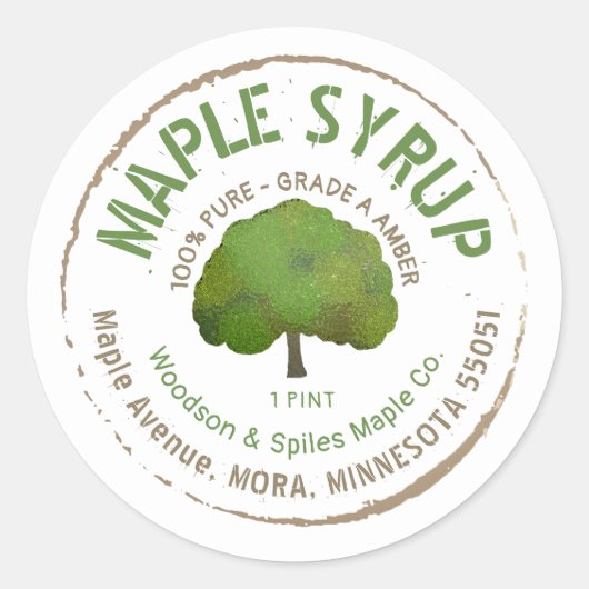 Rustieke aarde gekleurde esdoorn siroop label met  (Voorkant)