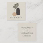 Rustieke aardewerk decor planten boho beige interi vierkante visitekaartje (Voorkant / Achterkant)