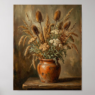 Rustieke Aardse Abstracte Bloemige Botanische II Poster