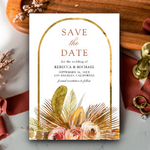 Rustieke Aardse Bloemrijke Boog Goud Boho Trouwdag Save The Date