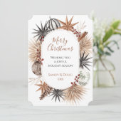 Rustieke Aardse Gedroogde Botanicals Vrolijk Kerst Feestdagenkaart (Staand voorkant)