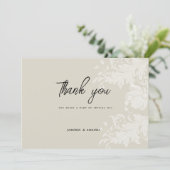 Rustieke aardse neutrale witte bloemenkant Dank U Kaart (Staand voorkant)