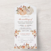 Rustieke Aardse Stofachtige Perzik Bloemige Pompoe All In One Uitnodiging (Binnen)