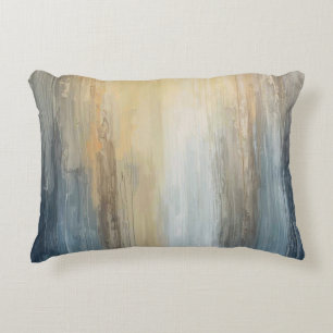 Rustieke abstracte blauwe bruine gele streep accent kussen