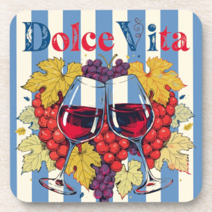 Rustieke Amalfi Blauwe Gestreepte Dolce Vita Wijn Bier Onderzetter