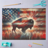 Rustieke Amerikaanse vlag met Bison Decoupage Tissuepapier (Craft)