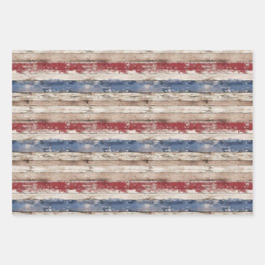 Rustieke Amerikaanse vlag patriottisch blauw en ro Inpakpapier Vel (Voorkant)