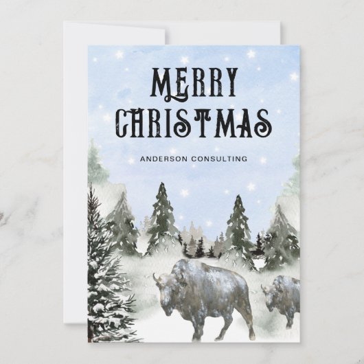 Rustieke Amerikaanse West Merry Christmas Business Feestdagenkaart (Voorkant)