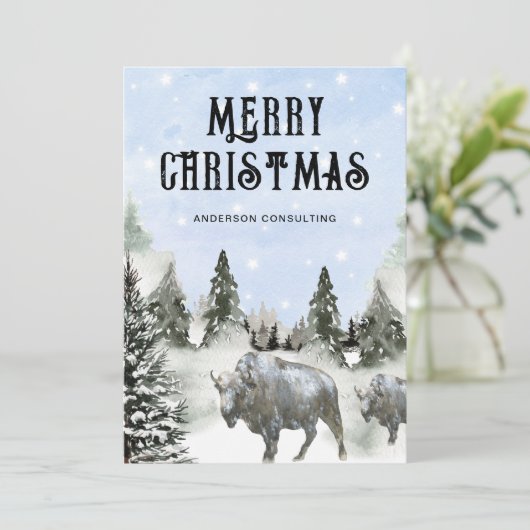 Rustieke Amerikaanse West Merry Christmas Business Feestdagenkaart (Staand voorkant)