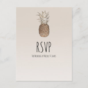 Rustieke Ananas Tropische Hawaïaanse Trouw-RSVP Uitnodiging Briefkaart