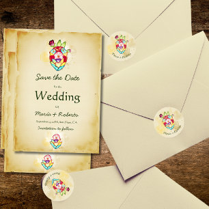 Rustieke Anatomische Bloemen Hart Mexicaanse bruil Ronde Sticker