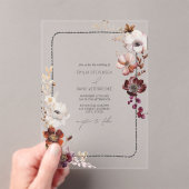 Rustieke Anemoon Bloemen Gescalpeerde Hand Getrokk Acryl Uitnodigingen (Insitu (Draagbaar))