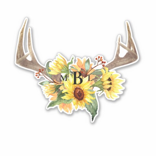 Rustieke antennes monogram groot sticker (Voorkant)