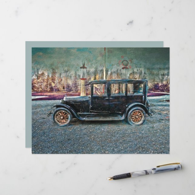 Rustieke  Antiek Zwart Oude Aged Auto (Voorkant / Achterkant in situ)