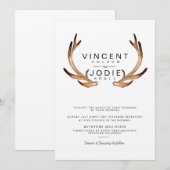 Rustieke Antler Waterverf bruiloft uitnodigen Kaart (Voorkant / Achterkant)