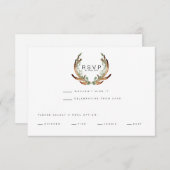 Rustieke Antler Waterverf | RSVP | Bruiloft Save The Date (Voorkant / Achterkant)