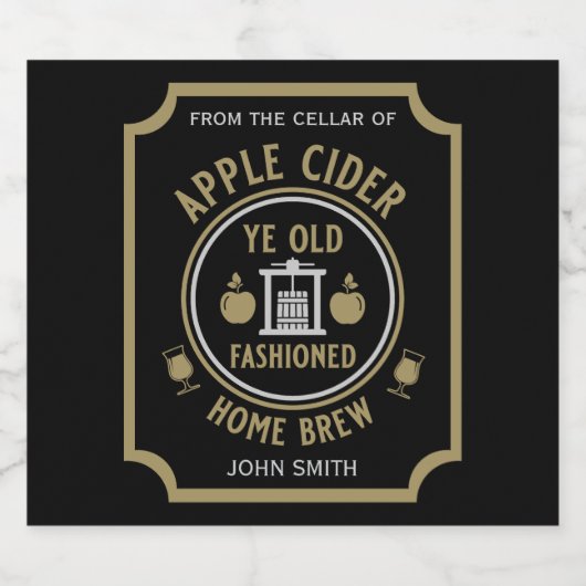 Rustieke Apple Cider gepersonaliseerde fles Sparkling Wijnetiket (Enkel label)