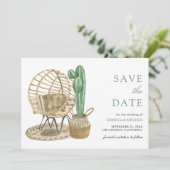 Rustieke Aquarel Boho Cactus Bruiloft Save The Date (Staand voorkant)