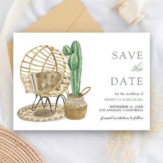 Rustieke Aquarel Boho Cactus Bruiloft Save The Date