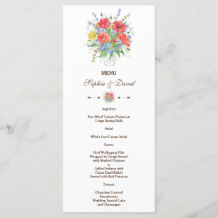 Rustieke aquarel Meadow Wild Flowers Menu