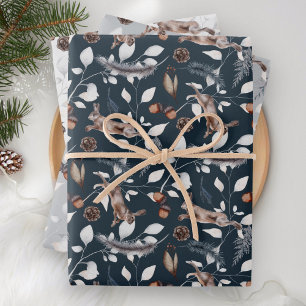Rustieke Aquarel Springende Haas Winter Inpakpapier Vel