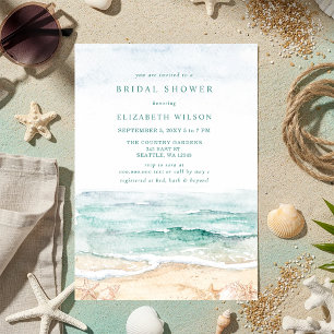 Rustieke Aquarel Strand Bruidsuitnodiging Feest Kaart