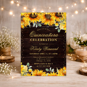 Rustieke Aquarel Zonnebloemen Quinceanera Kaart