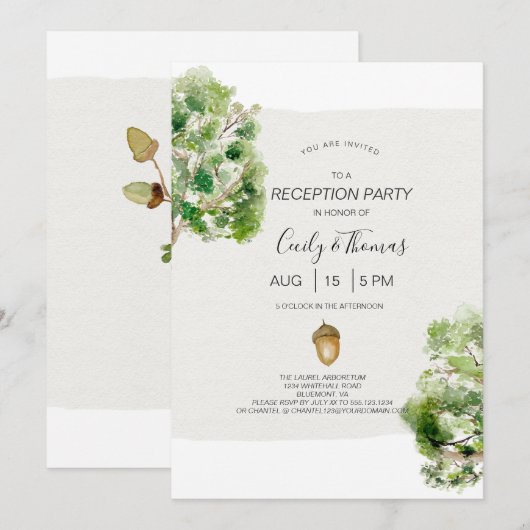 Rustieke Arboretum Oak Tree Receptie Alleen bruilo Kaart (Voorkant / Achterkant)