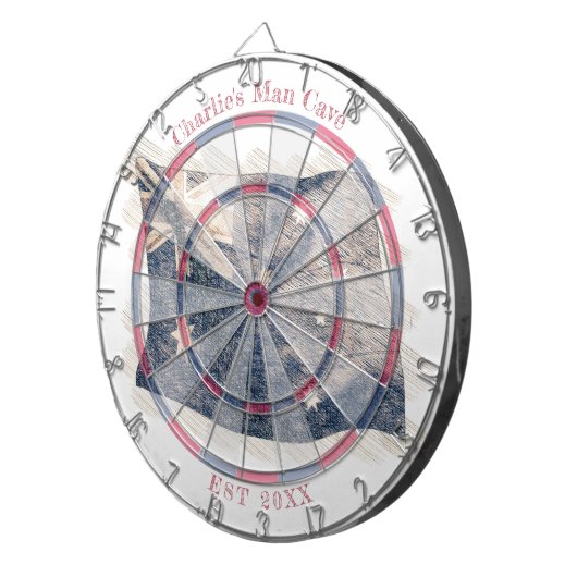 Rustieke Australische vlag Aangepaste naam Est Dat Dartbord (Voorkant Rechts)