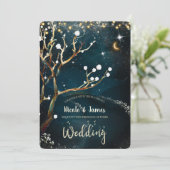 Rustieke Avondboom Verwijderbare Lichten Bruiloft Kaart (Staand voorkant)