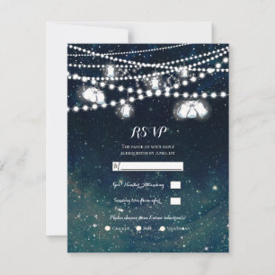 Rustieke Avondhemel Mason Jar Lichten Trouw RSVP Kaart