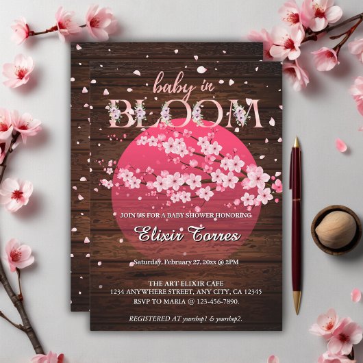Rustieke Baby in Bloom Sakura Cherry Blossom Kaart