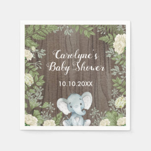 Rustieke Baby Olifant / Botanisch groen / Safari Servet