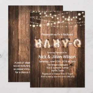 Rustieke Baby Q BBQ Baby Shower Uitnodiging