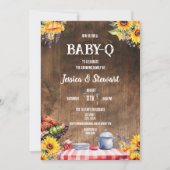 Rustieke BABY-Q picknick zonnebloem geruite hout Kaart (Voorkant)
