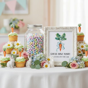 Rustieke baby shower “Raad hoeveel snoepjes” Poster