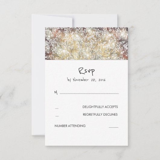 Rustieke Baby's Breath Bruiloft RSVP Kaarten Kaartje (Voorkant)
