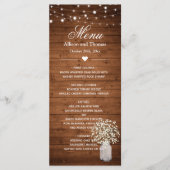 Rustieke Baby's Breath Lights Bruiloft Menu (Voorkant)