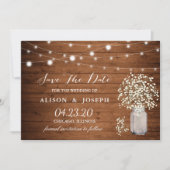 Rustieke Baby's Breath Lights Bruiloft Save The Da Date (Voorkant)