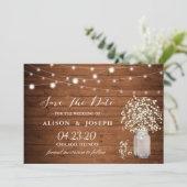 Rustieke Baby's Breath Lights Bruiloft Save The Da Date (Staand voorkant)
