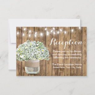 Rustieke Baby's Breath Mason Jar Huwelijksreceptie Kaart