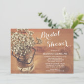 Rustieke Baby's Breath Mason Jar Wood Vrijgezellen Kaart (Staand voorkant)