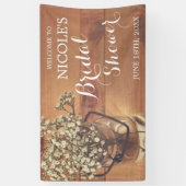 Rustieke Baby's Breath Mason Jar Wood Vrijgezellen Spandoek (Verticaal)